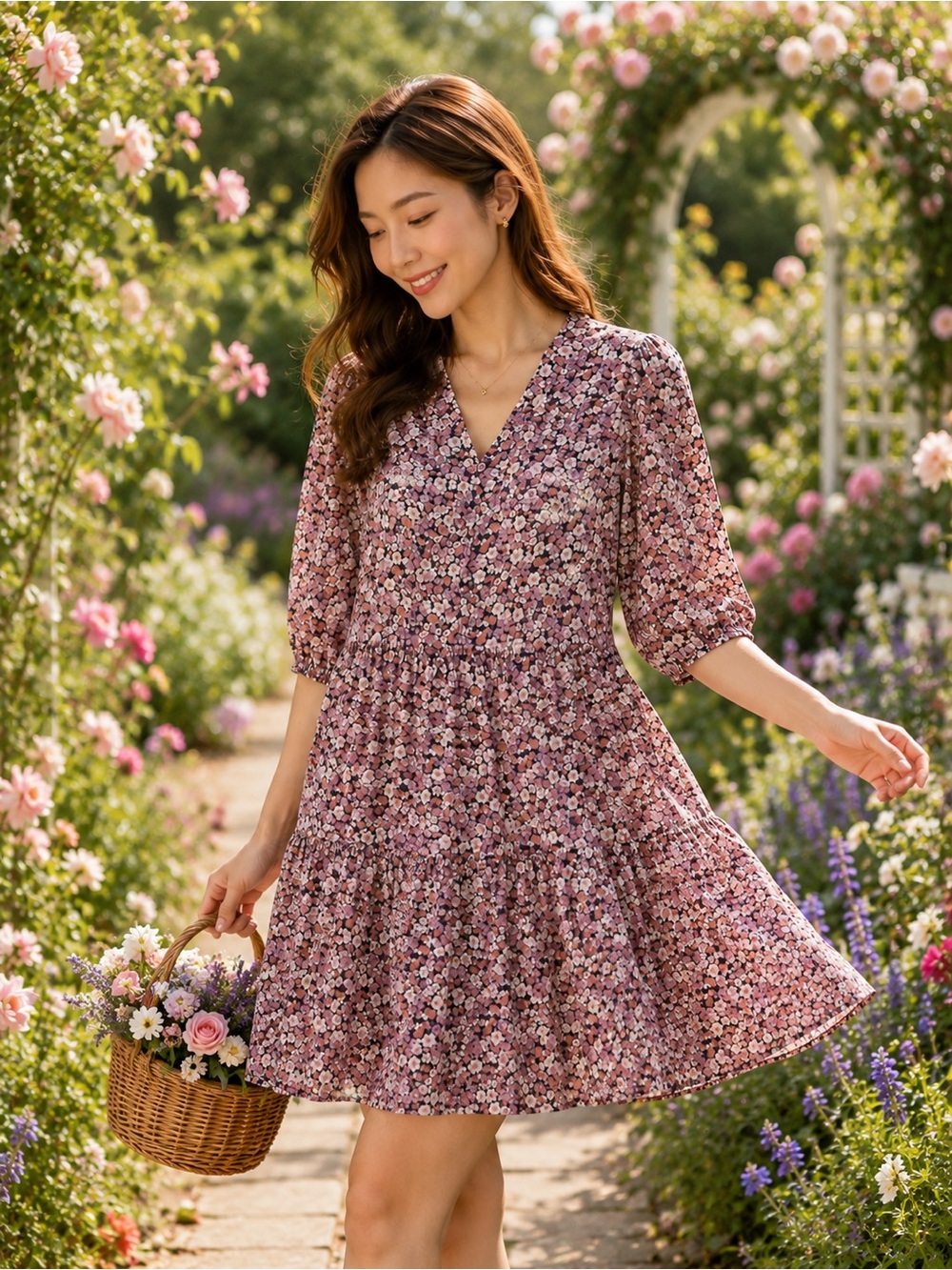 Paul & Joe x Uniqlo Floral Tiered Midi Dress Size L